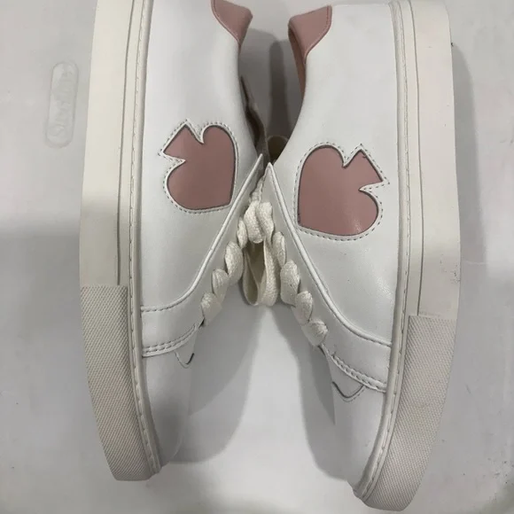 NWOT Kate Spade White Sneakers with Pink Heart Accent - Picture 4 of 6